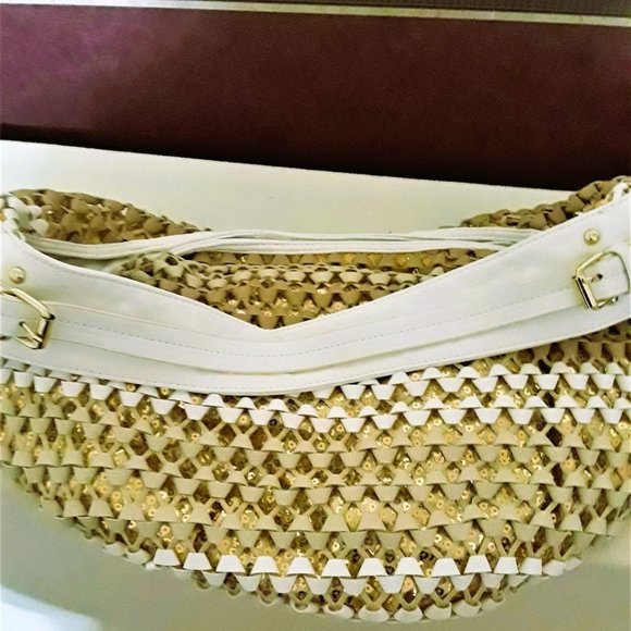 SHEVA BLINGY HOBO BAG WITH GOLD INLAY SEQUINS NWOT - Picture 5 of 9